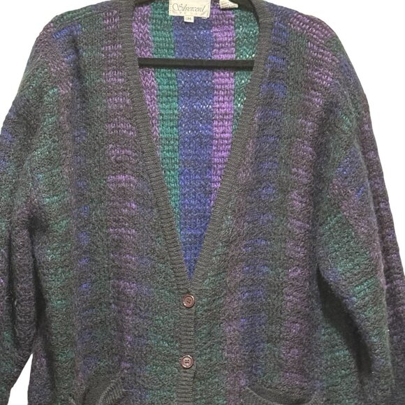 Vintage 90s Oversized Wool Grunge Chunky Grandpa Cardigan Sweater Mens Medium - Picture 3 of 11